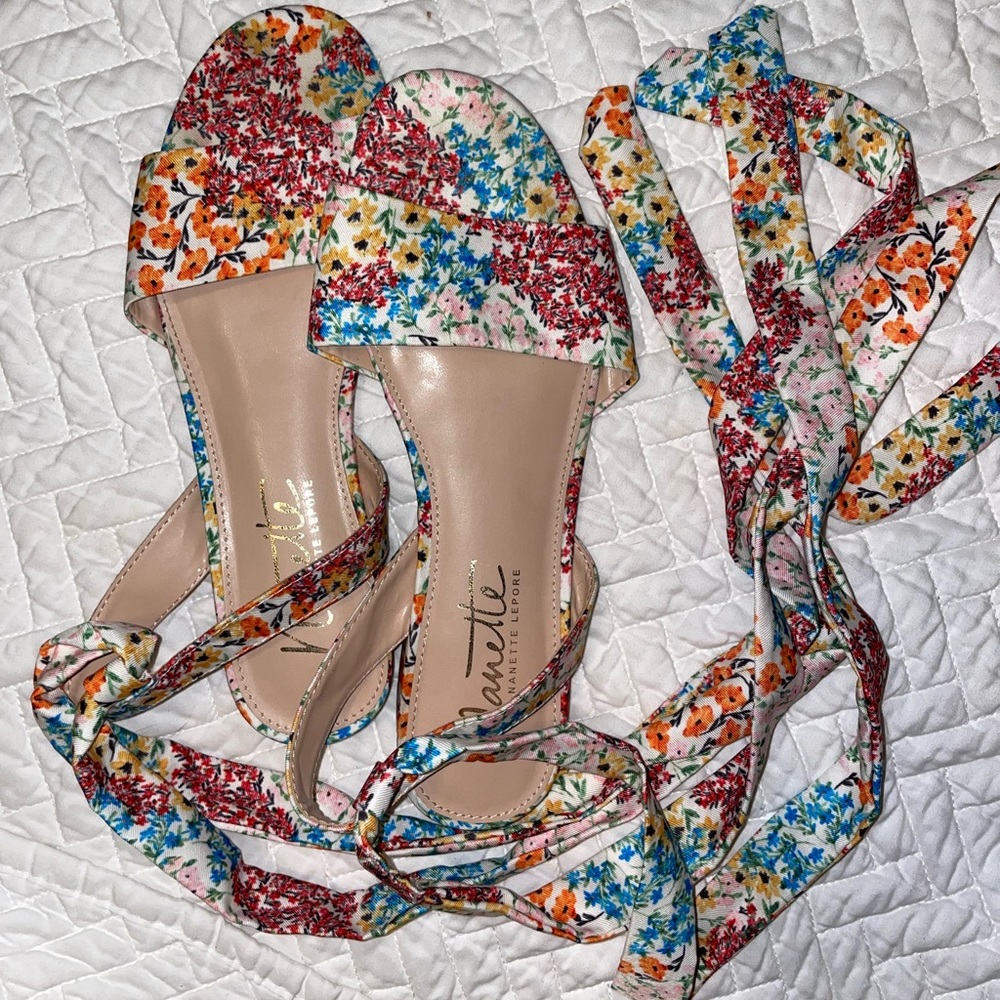 Nanette Lepore floral tie sandals
